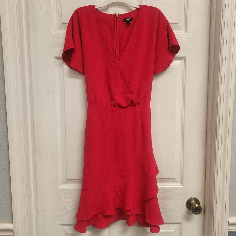 Express Magenta Midi Dress With Ruffels